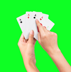 hand holding a cards ace heart spade full house