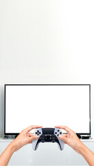 video controller on tv playing game © Sandra