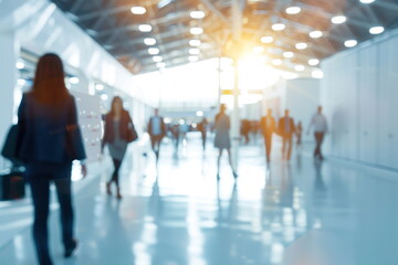 blurred people walking