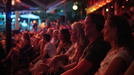 Enthralled Audience at Live Performance: Capturing Vibrant Atmosphere of Entertainment and Enjoyment