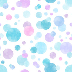 Watercolor soap bubble seamless pattern vector. Beautiful pastel droplet. Geometric circle. Cute graphic design for fabric, dress, skirt, kid cloth, scarf, print, cover, card, wrapping, paper, decor.