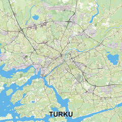 Turku, Finland map poster art