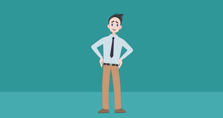 Image of businessman talking icon over green background