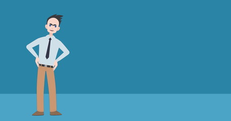 Image of businessman talking icon over blue background