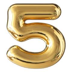 Gold 3D Number 5