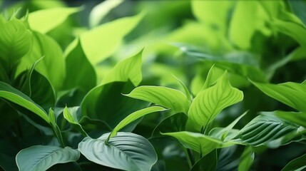 Obraz premium close-up of a lush tea tree, illuminated by natural light. The leaves look healthy and vibrant, with various shades of green creating a dynamic and lively atmosphere.