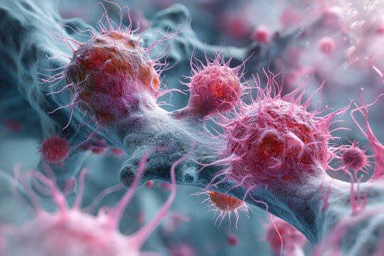 close-up, microscopic view of spiky stress hormones