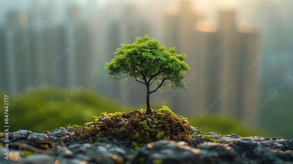 Canvas Prints Small Tree Growing on a Rocky Outcrop