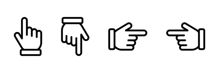 Up, down, left, right hand Cursor icon set