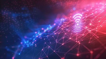 Fototapeta premium An Abstract Data Background Intertwined with a Wi-Fi Symbol, Depicting the Ubiquitous Reach of Wireless Networks