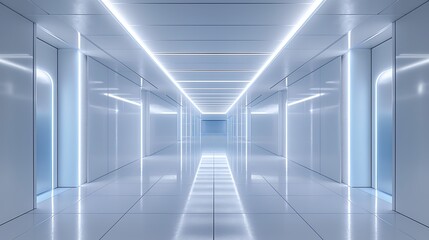 Obraz premium Futuristic White Hallway with Lights