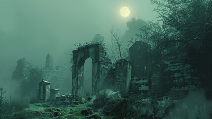 Haunted Cemetery Under Waning Moon