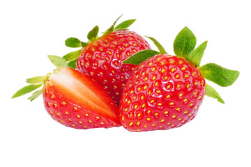 juicy organic red fresh strawberries isolated transparent