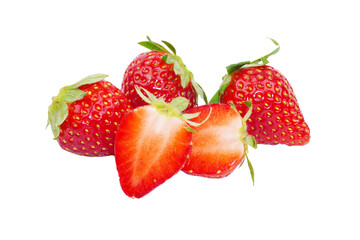 juicy organic red fresh strawberries isolated transparent