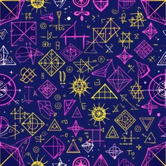 Seamless pattern of mathematical equations and formulas integral to Turing's work, Generative AI