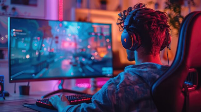 Video game streaming setup, gaming room