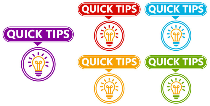 Set collections quick tips trendy colorful icon sign. Helpful tricks labels design template Vector illustration
