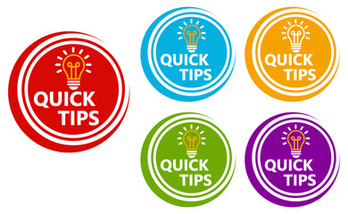 Set collections quick tips trendy colorful icon sign. Helpful tricks labels design template Vector illustration
