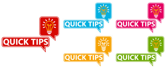 Set collections quick tips trendy colorful icon sign. Helpful tricks labels design template Vector illustration