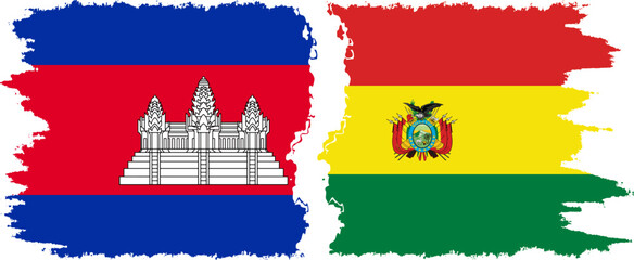 Obraz premium Bolivia and Cambodia grunge flags connection vector