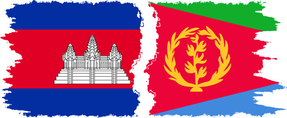 Eritrea and Cambodia grunge flags connection vector