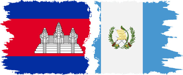 Obraz premium Guatemala and Cambodia grunge flags connection vector