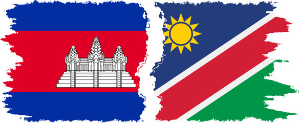 Namibia and Cambodia grunge flags connection vector