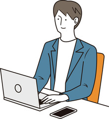 パソコン作業をする男性