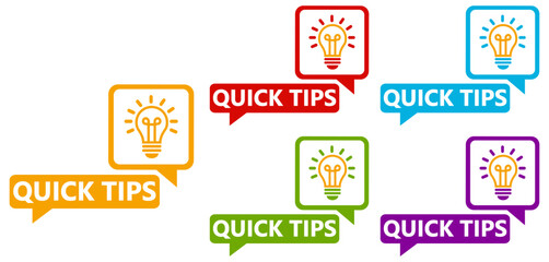Set collections quick tips trendy colorful icon sign. Helpful tricks labels design template Vector illustration