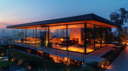 Obraz premium Modern Glass Villa- expansive windows
