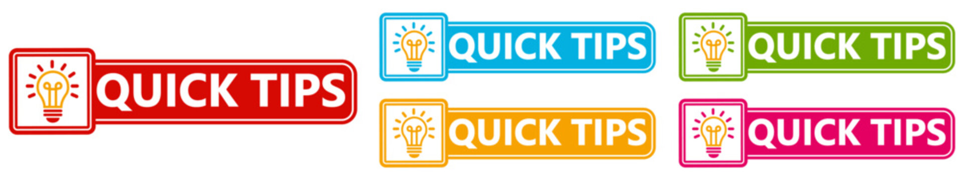 Set collections quick tips trendy colorful icon sign. Helpful tricks labels design template Vector illustration