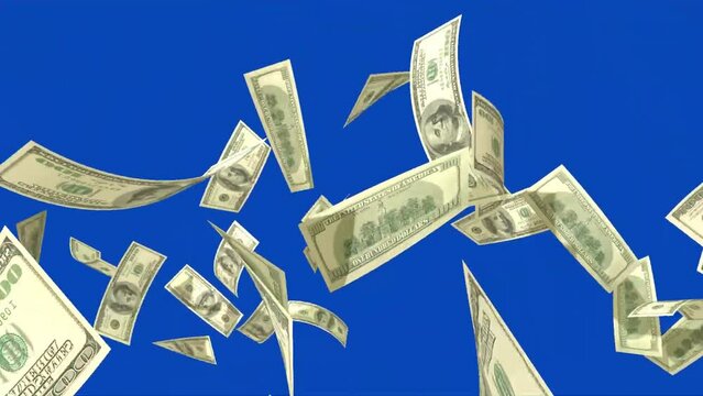 Money explosions green screen, Falling money 