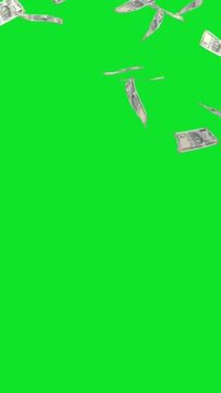 Money explosions green screen, Falling money 