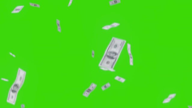 Money explosions green screen, Falling money 