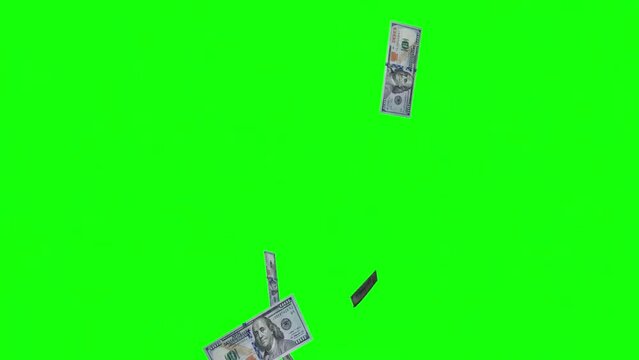 Money explosions green screen, Falling money 