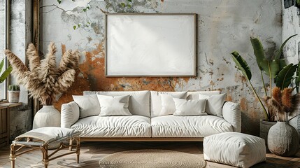 Nostalgic Nook: Wall Poster Mockup in Vintage Interior Setting