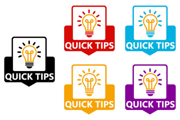 quick tips sticker sign set. Helpful tips information label symbol template vector illustration	