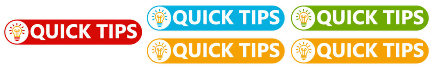 quick tips sticker sign set. Helpful tips information label symbol template vector illustration	