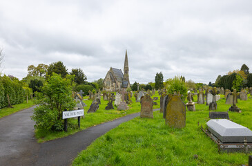 Church building along Valour Path in Windsor cemetery, southern England