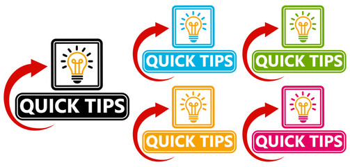 quick tips sticker sign set. Helpful tips information label symbol template vector illustration	