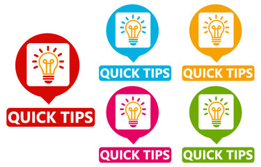 quick tips sticker sign set. Helpful tips information label symbol template vector illustration	