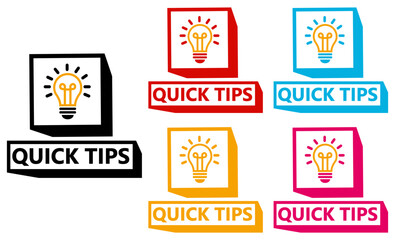 set quick tips badge labels icon. Tips and tricks tutorial symbol design template vector illustration	