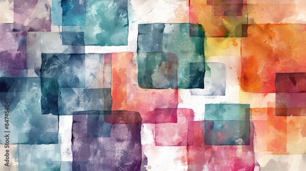 Wall mural abstract background design with watercolor squares