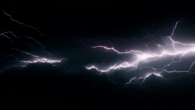 Dark background with lightning and thunder. Lightning forms the background in a realistic manner. A powerful charge causes many sparks