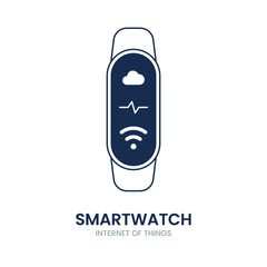 Smartwatch icon. smartwatch, technology, health, device, watch, digital, fitness, smart, exercise, workout, wireless, time, hand, sport, wrist, icon, gadget, clock. Vector icon illustration