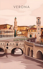 Fototapeta premium Verona Travel Poster Design | Italy