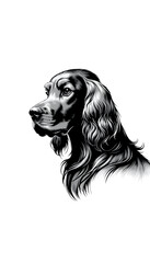 アイルランドのアイリッシュ・セッターのモノトーン画像。優雅で赤褐色の被毛が特徴的。