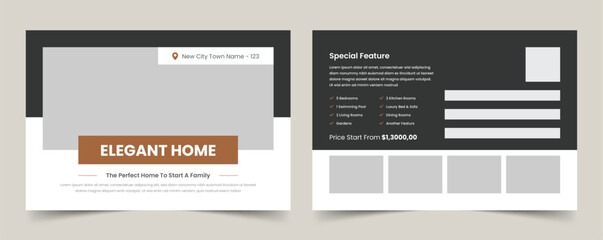 Real Estate Postcard Vector Template, postcard template design, Professional Real Estate Postcard, print ready
