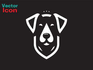 Dog head icon. Flat style. Cartoon dog face. Vector illustration isolated on white. Silhouette simple. Animal Logotype concept. Logo design template.