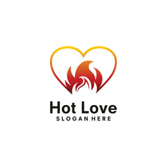 Fire Heart Logo designs concept vector, Love Fire logo symbol icon